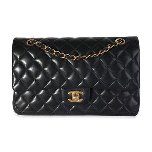 Chanel Black Quilted Lambskin Medium Classic Double Flap Bag